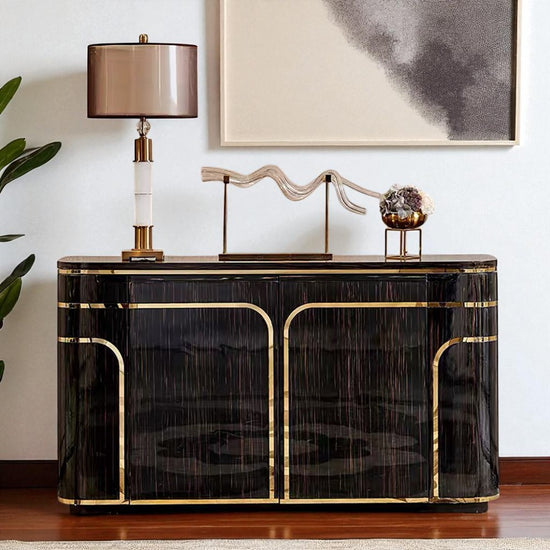 Valente Sideboard – Modern Black Lacquer Buffet for Dining Room