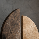 Roche Marble Sculpture showcasing polished bi-tonal marble textures in a modern design.