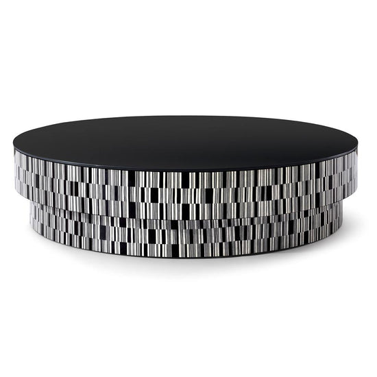 Vesso Round Coffee Table – Modern Black Glass Centerpiece for Living Room