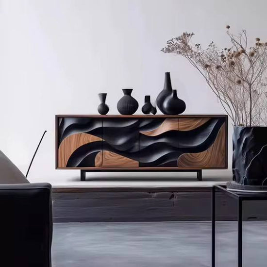 Kavaro Ripple Sideboard – Modern Sculpted Wood Sideboard for Dining Room