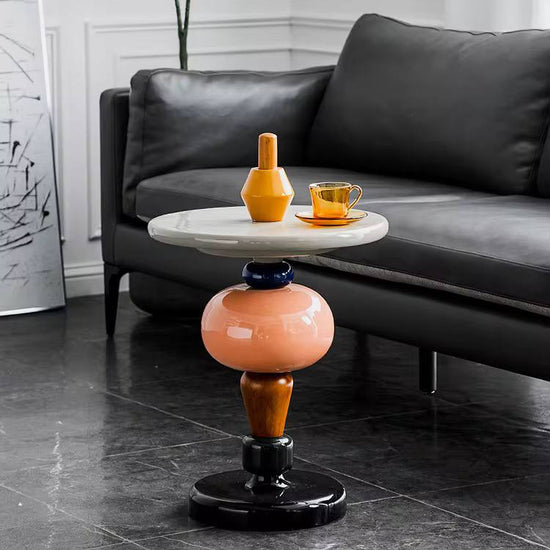 Cielo Totem Accent Table – Sculptural Side Table for Living Room