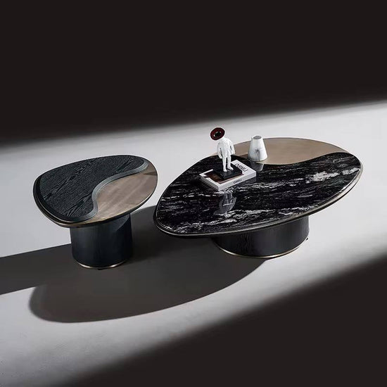 Oro Sinuous Coffee Table – Luxury Stone and Wood Table for Living Room