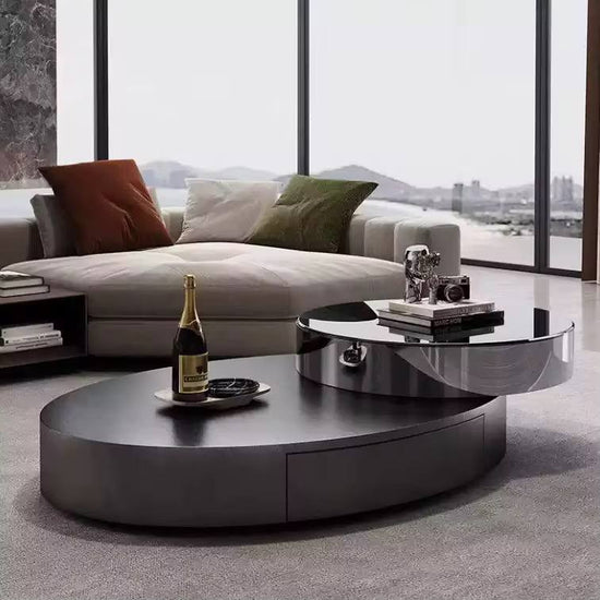 Noire Fluted Coffee Table – Modern Dual-Layer Coffee Table for Living Room
