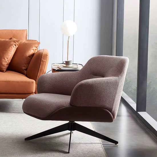 Plume Curved Accent Chair – Modern Upholstered Swivel Chair for Living Room