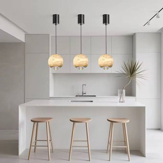 Pietra Marble Pendant – Modern Marble Globe Light for Kitchen and Bedroom