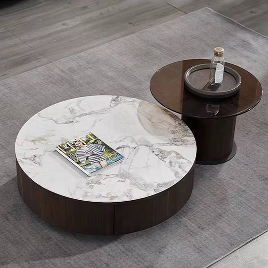 Arco Marble Nesting Tables – Modern Coffee Table Set for Living Room