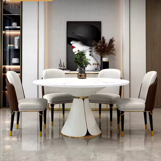 Vela Circular Dining Table – Modern Marble Top Table for Dining Room